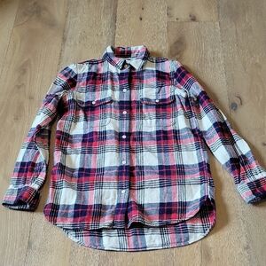 Madewell Ex Boyfriend Womens XXSmal Red Plaid Flannel Classic Core Casual Grunge